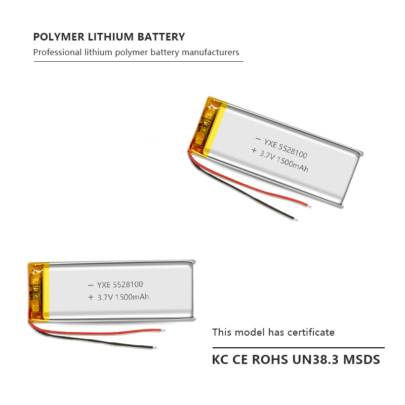 3.7 V Li-ion Battery 5528100-1500mah